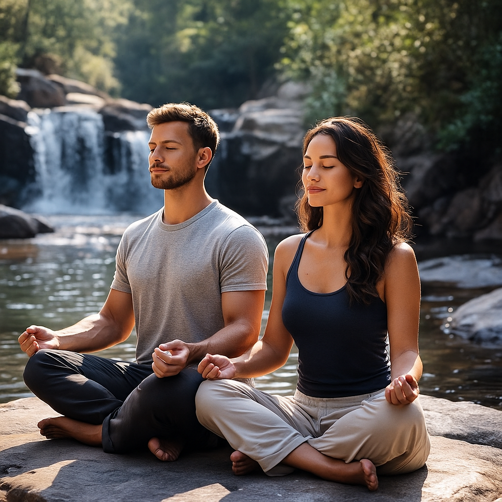 Zwei Personen beim Box Breathing