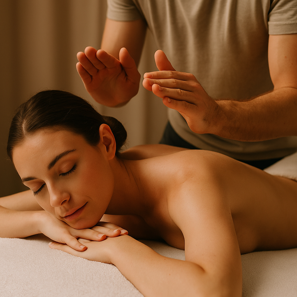 Tapotement Massage bei einer Frau