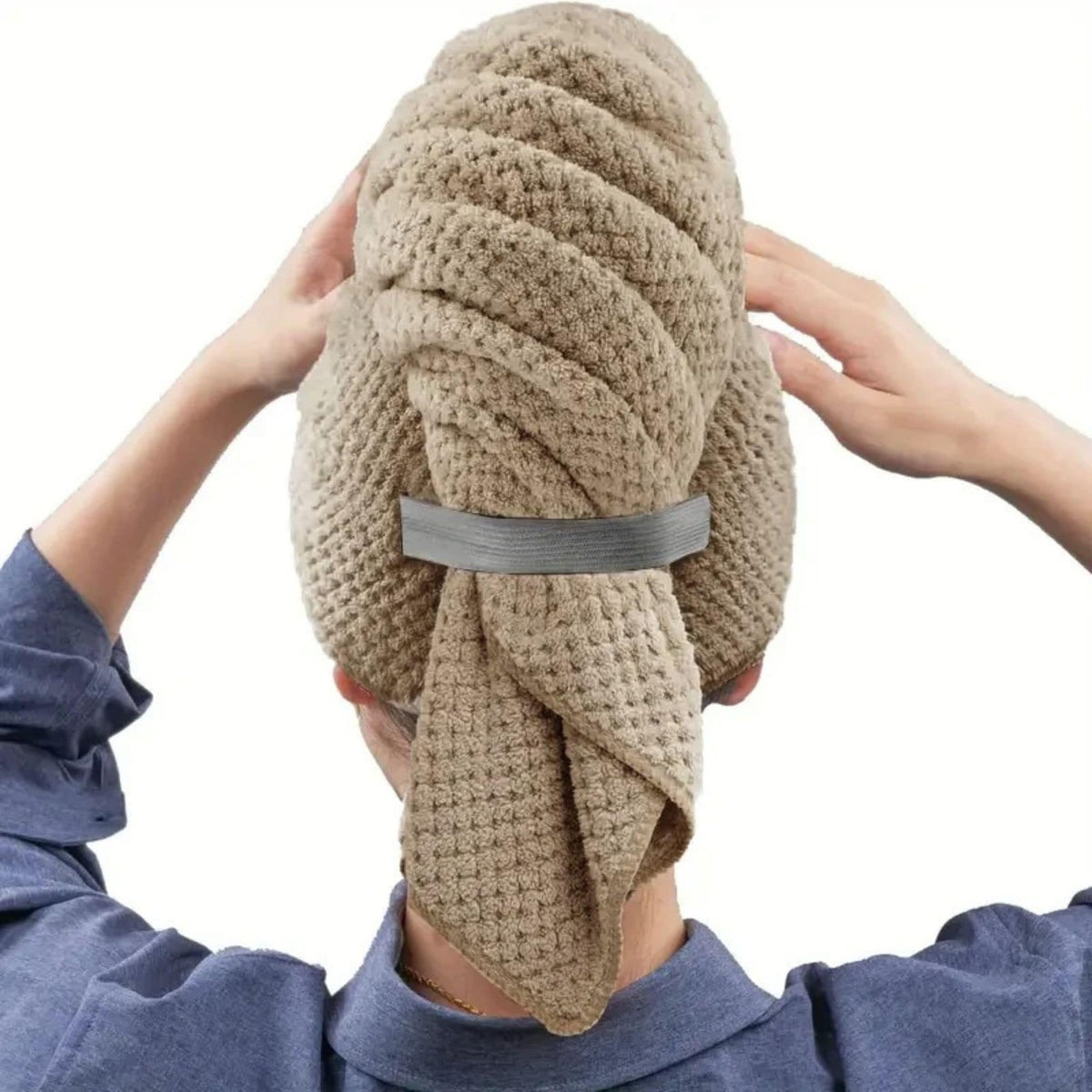 Haarhandtuch aus Mikrofaser mit Knopf