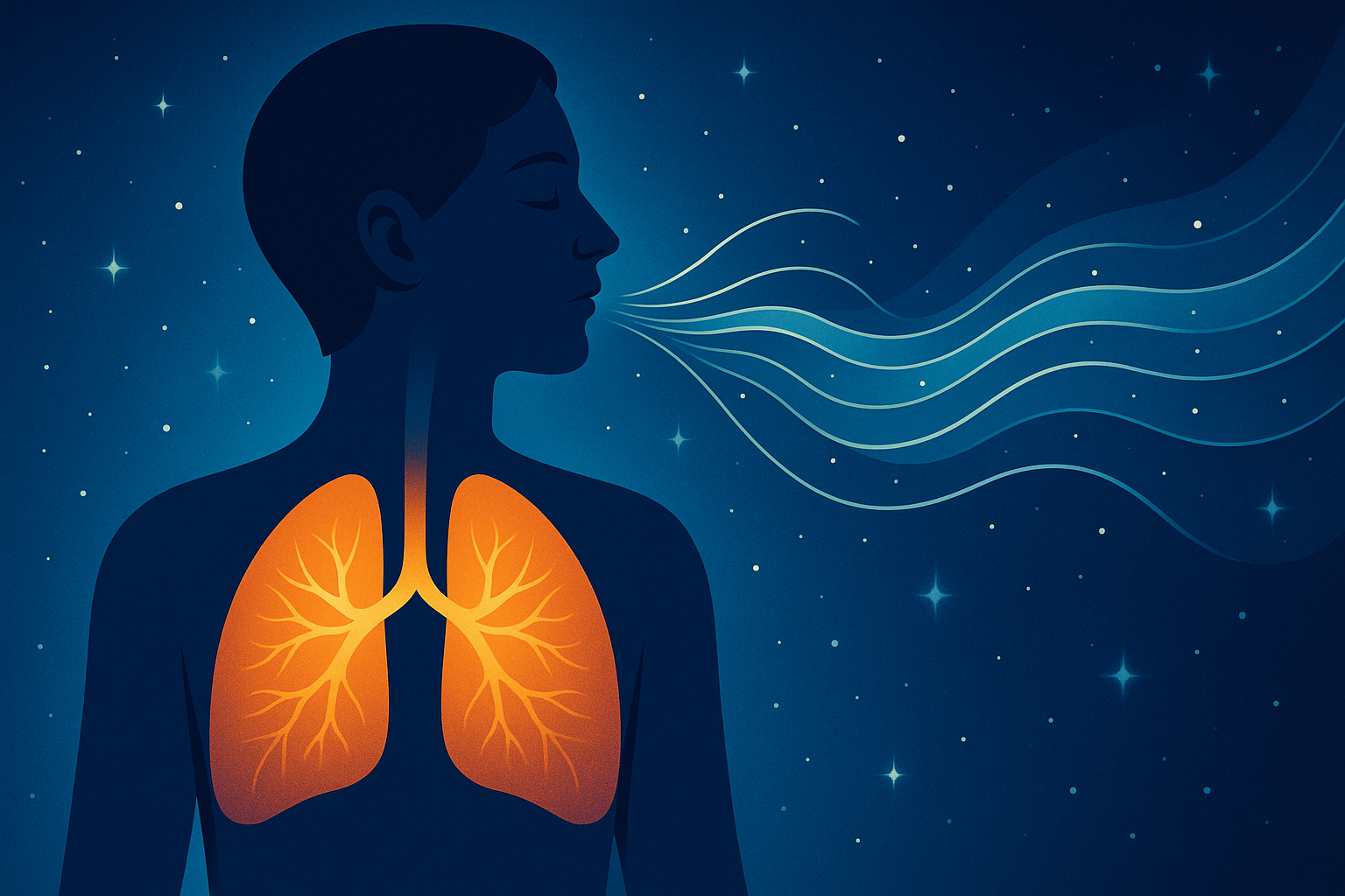 Eine Skizze einer Person bei der 4-7-8 Atmung 