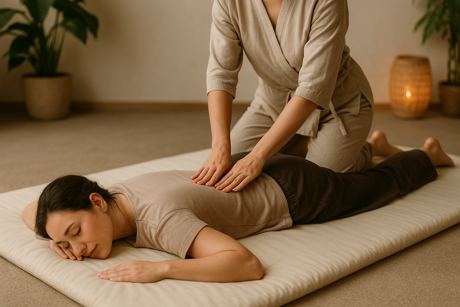 Frau bei einer Shiatsu Massage