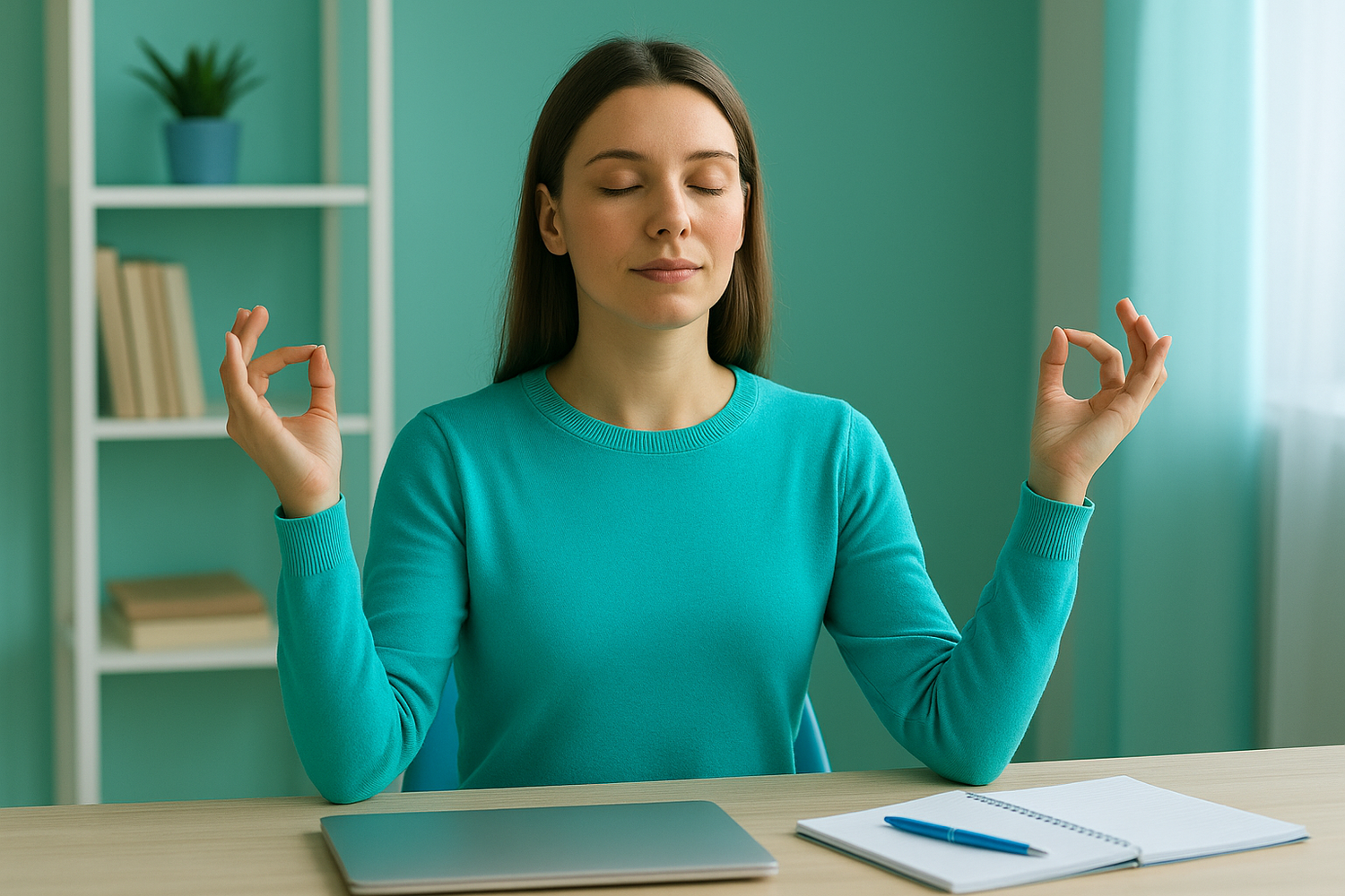 Frau die mit Meditation Stress abbaut