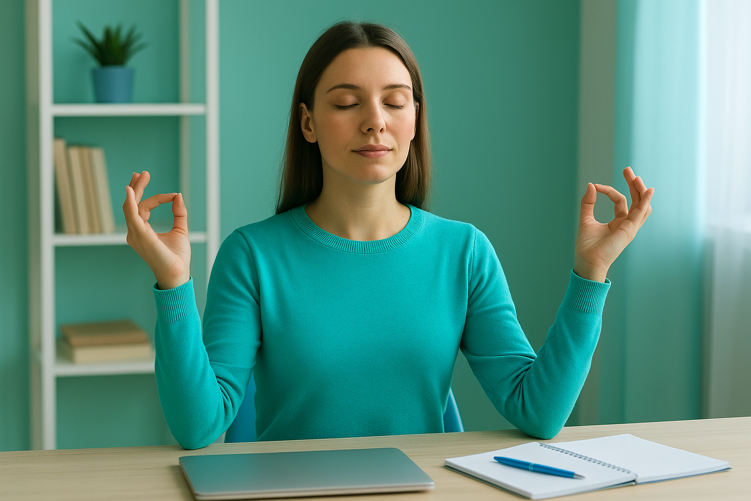 Frau die mit Meditation Stress abbaut