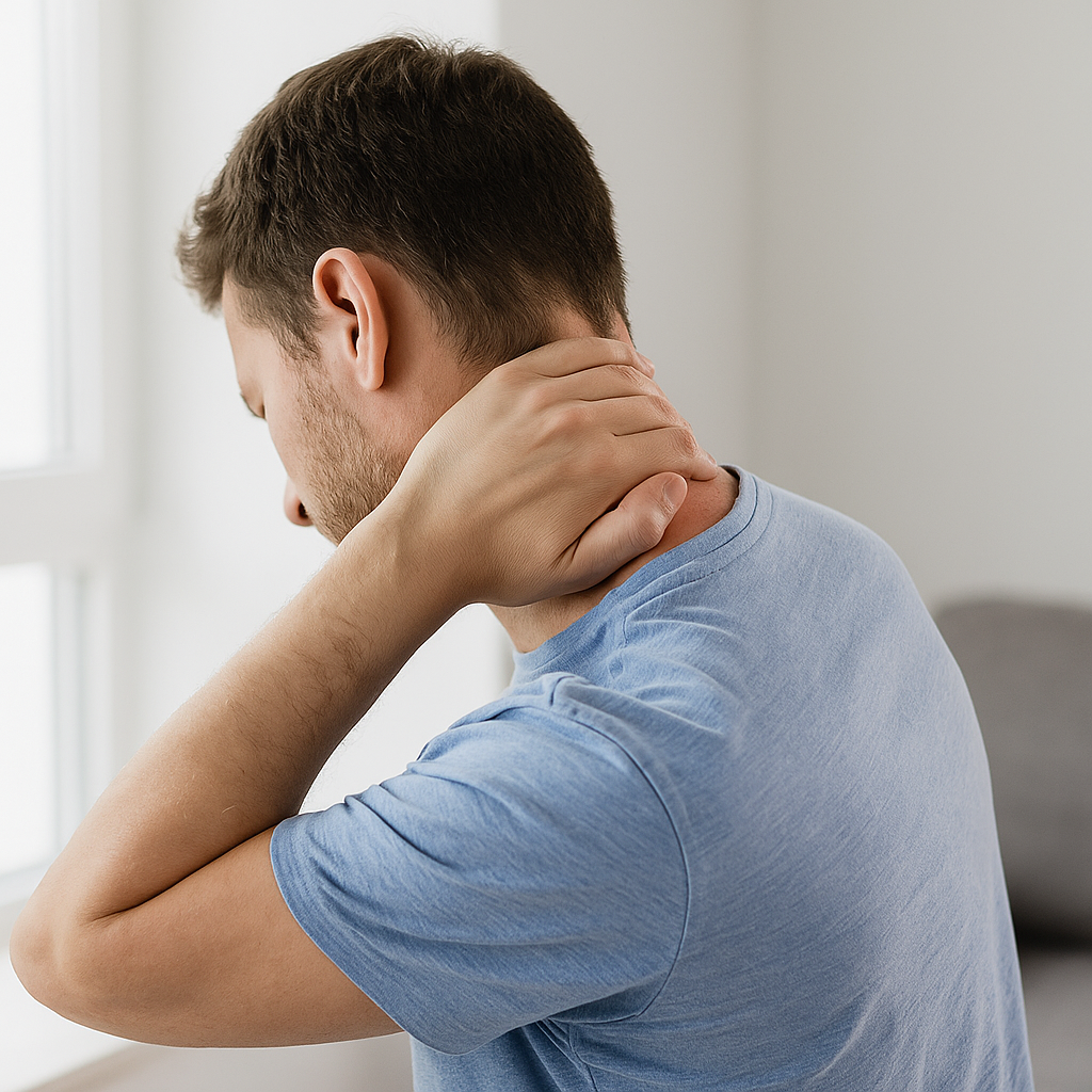 Person mit einem steifen Nacken 