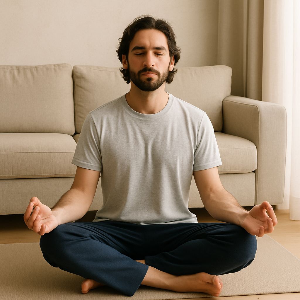 Mann bei einer Entspannungstechnik