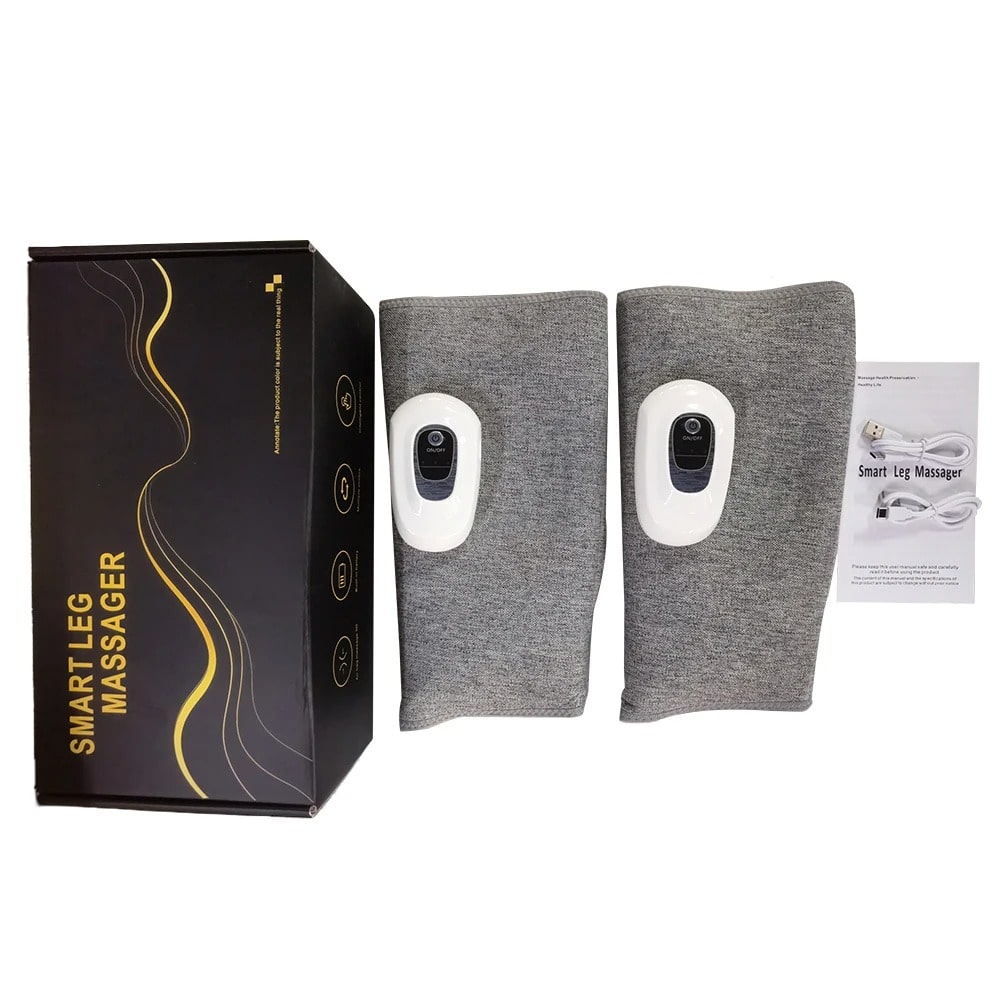Beinmassagegerät mit Verpackung und Ladekabel